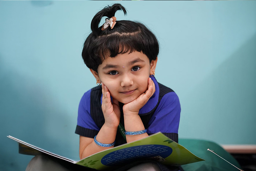 Girl playing with blocks
